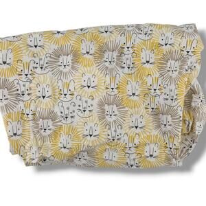 Pottery Barn Emery Lion Organic Cotton Crib Fitted Sheet Yellow White
